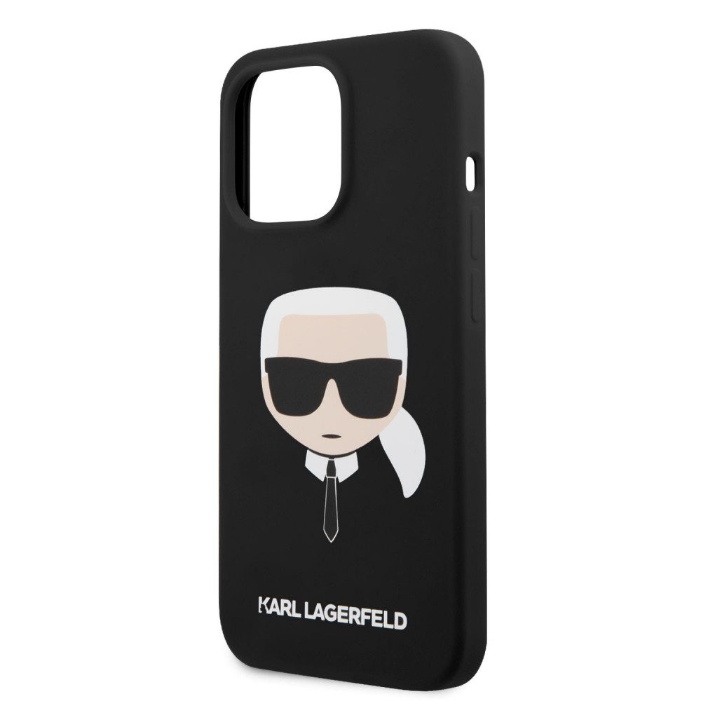 Apple iPhone 13 Karl Lagerfeld Liquid Silicone Karl Head tok (Fekete) – KLHCP13MSLKHBK