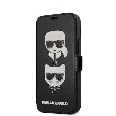 Apple iPhone 12 mini 5.4 Karl Lagerfeld Heads Book husă (Negru) – KLFLBKSP12SFKICKC