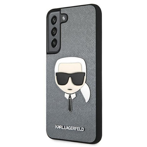 Samsung Galaxy S22 5G Karl Lagerfeld PU Saffiano Karl Head husă (Argintiu - KLHCS22SSAKHSL)