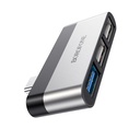 Borofone DH1 átalakító adapter, type-C - USB3.0 + USB2.0*2, ezüst - fekete