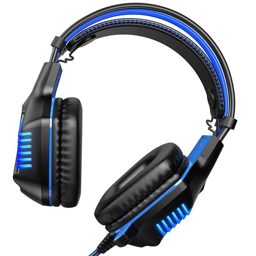 Borofone BO101 gamer căști,cu microfon, USB-A+USB-A+ 3.5mm cu conector, led cu lumină, albastru