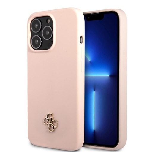 Apple iPhone 13 Pro Max Guess 4G Silicone Metal Logo husă (Roz) - GUHCP13XS4LP