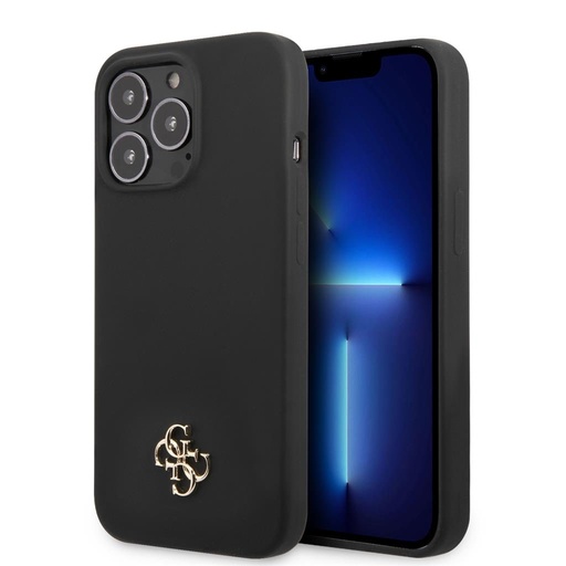 Apple iPhone 13 Pro Guess 4G Silicone Metal Logo husă (Negru) - GUHCP13LS4LK