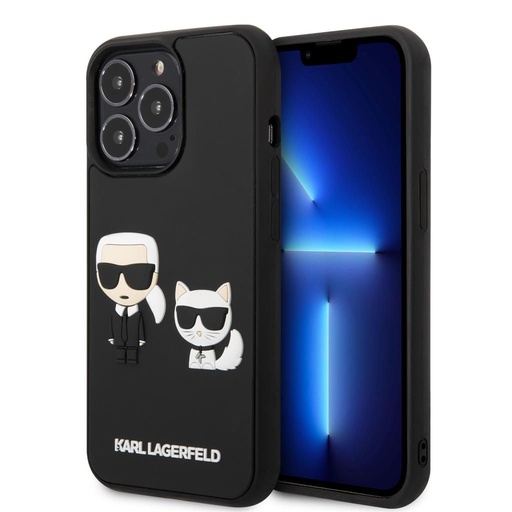 Apple iPhone 13 Pro Max Karl Lagerfeld & Choupette 3D silicon husă spate (Negru - KLHCP13X3DRKCK)