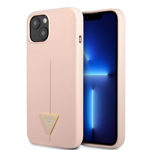 Apple iPhone 13 mini Guess Silicone Line Triangle husă (Roz) - GUHCP13SSLTGP