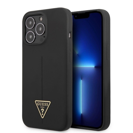 Apple iPhone 13 Pro Guess Silicone Line Triangle husă (Negru) - GUHCP13LSLTGK