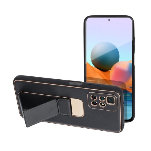 Xiaomi Redmi 10 piele husă de protecție extensibil cu suport, magnetic suport auto compatibil , (Negru)