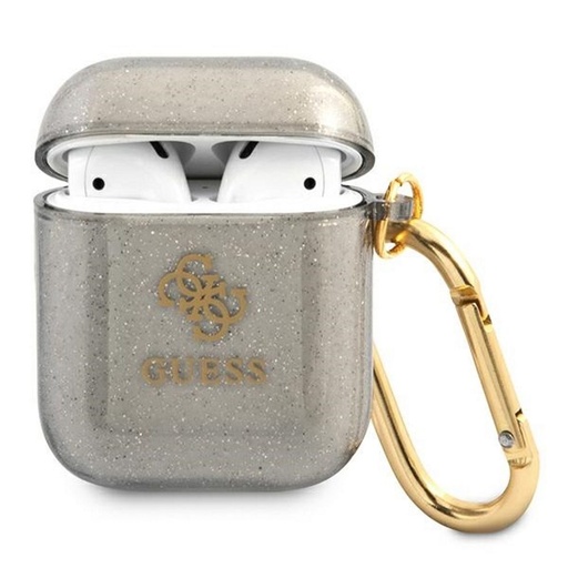AirPods 1/2 Guess 4G TPU Glitter husă (Negru) - GUA2UCG4GK