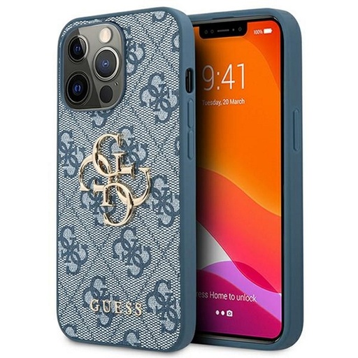 Apple iPhone 13 Guess PU 4G Metal Logo husă (Albastru) - GUHCP13M4GMGBL