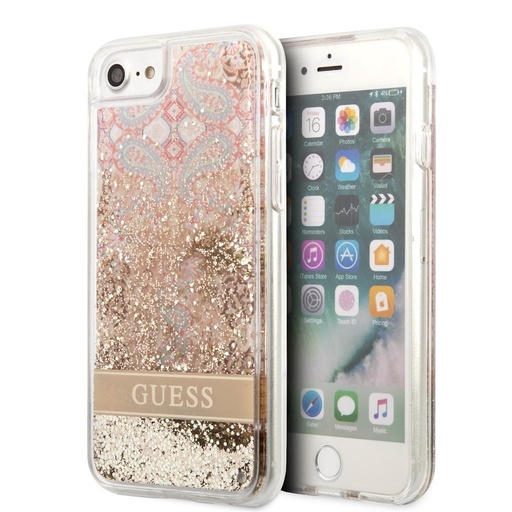 Apple iPhone 7/8/SE 2020/2022 Guess Liquid Glitter Paisley husă (Auriu) - GUHCI8LFLSD