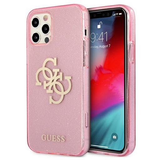 Apple iPhone 12 / iPhone 12 Pro GUESS TPU Big 4G Full Glitter iPhone husă spate (Roz - GUHCP12MPCUGL4GPI)