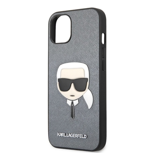 Apple iPhone 13 mini Karl Lagerfeld PU Saffiano Karl Head husă (Argintiu) – KLHCP13SSAKHSL