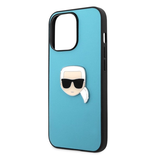 Apple iPhone 13 Pro Max Karl Lagerfeld PU Leather Karl Head husă (Albastru) – KLHCP13XPKMB
