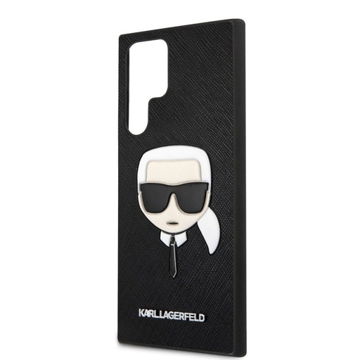Samsung Galaxy S22 Ultra Karl Lagerfeld PU Saffiano Karl Head husă (Negru - KLHCS22LSAKHBK)