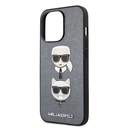 Apple iPhone 13 Pro Max Karl Lagerfeld PU Saffiano Karl and Choupette Heads tok (Ezüst) – KLHCP13XSAKICKCSL