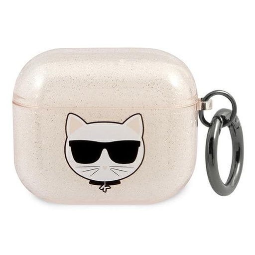 Apple AirPods 3 Karl Lagerfeld Choupette Glitter husă (Auriu) – KLA3UCHGD