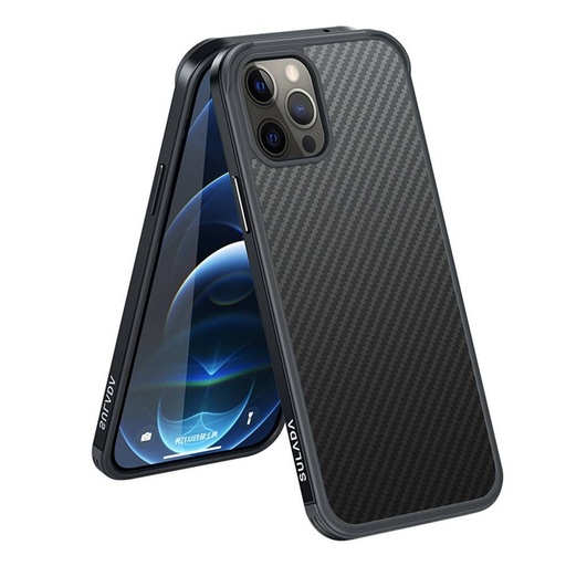 Apple iPhone 12/12 Pro Sulada carbon fiber husă spate (Negru)