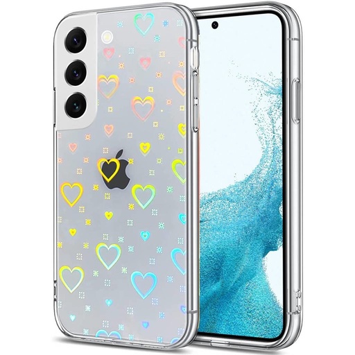 Samsung Galaxy S22 lucios inimă cu model silicon husă spate (Transparent-multicolor)