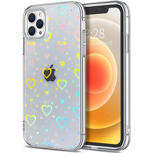 Apple iPhone 13 Pro lucios inimă cu model silicon husă spate (Transparent-multicolor)