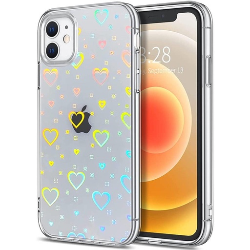 Apple iPhone 12 lucios inimă cu model silicon husă spate (Transparent-multicolor)