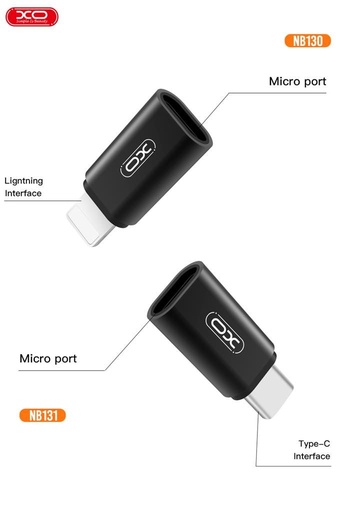 XO NB130 micro USB–Lightning cablu de date adapter (Negru) – încărcare és transfer de date