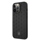 Apple iPhone 13 Pro Mercedes steppelt bőr hátlap tok (Fekete) - MEHCP13LSPSBK