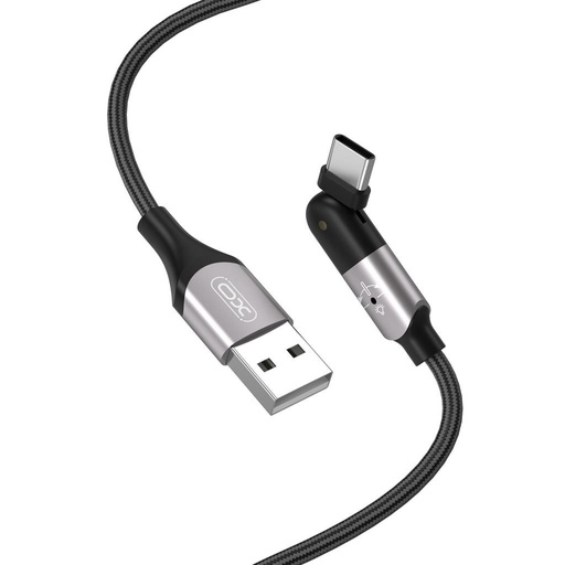 XO NB176 USB-C cablu de date (Negru) – 1.2 m, 2.4A, 180°-ban rotativ cap