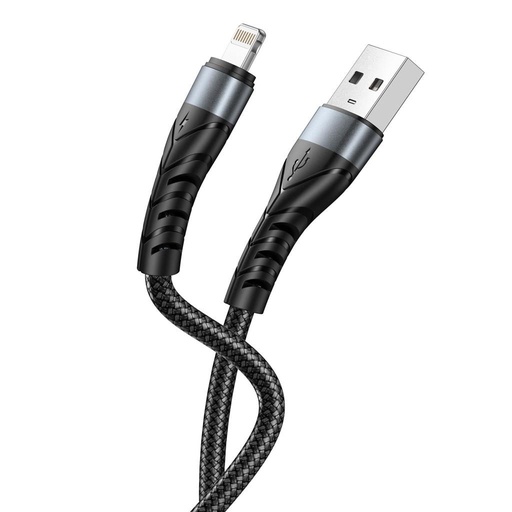 XO NB209 Lightning cablu de date (Negru) – împletit acoperire, aluminiu carcasă, 1 m