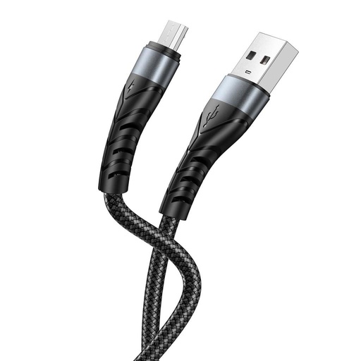 XO NB209 micro USB cablu de date (Negru) – împletit acoperire, aluminiu carcasă, 1 m