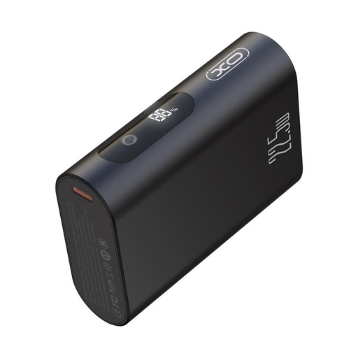 XO PR155 power bank 10000 mAh (Negru) – cu carcasă metalică, digital ecran, PD 20W + QC 22.5W, sensibil la atingere, mini design