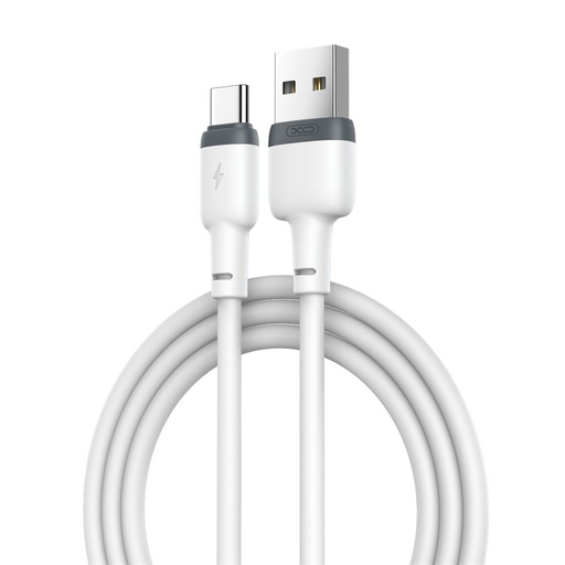 XO NB208 USB-C cablu de date (Alb) – moale silicon acoperire