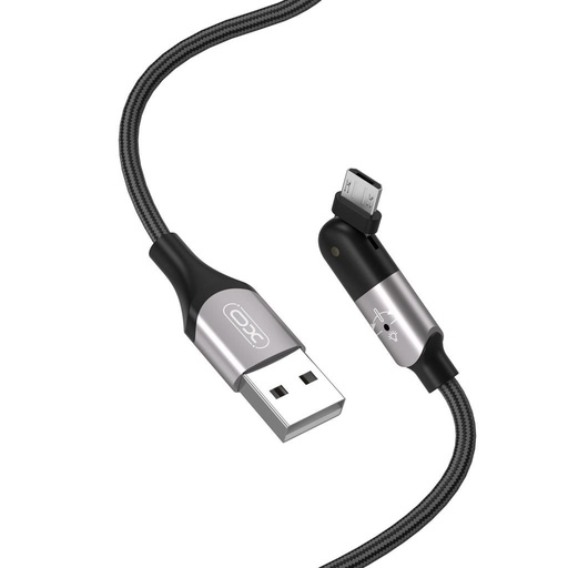 XO NB176 micro USB cablu de date (Negru) – 1.2 m, 2.4A, 180°-ban rotativ cap