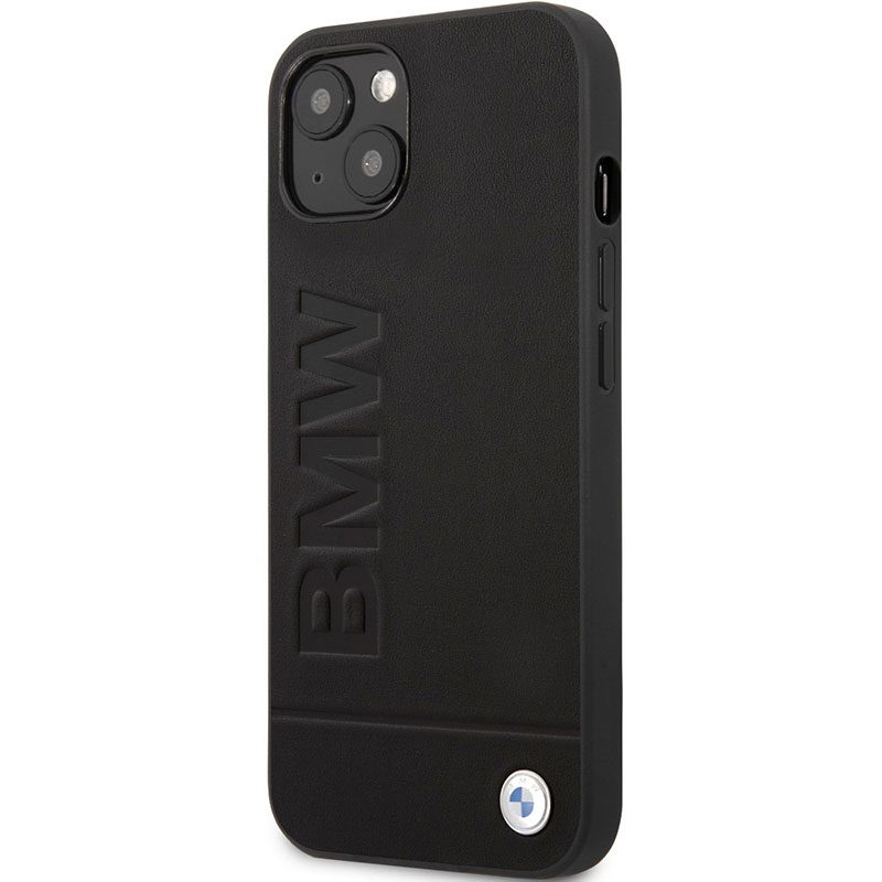 Apple iPhone 13 BMW Leather Hot Stamp tok (Fekete) - BMHCP13MSLLBK