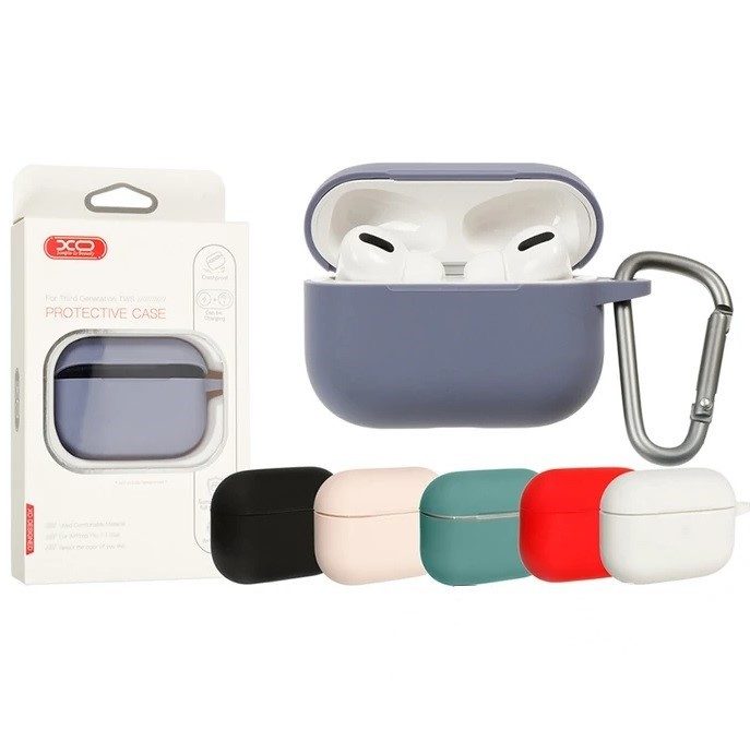 XO F70 szilikon fülhallgató tok AirPods Pro-hoz akasztóval (Fekete)