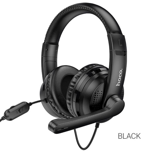 Hoco W103 cu fir căști omnidirecțional cu microfon, 3,5 mm-es cu conector, 1,2 de metri cu cablu, negru