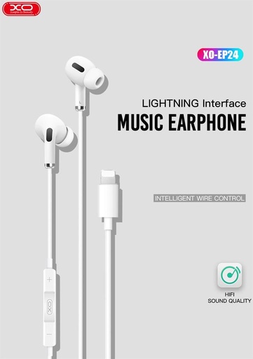 XO EP24 bluetooth-os cu fir căști, cu microfon,Lightning cu conector, alb
