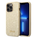 Apple iPhone 14 Pro Guess Glitter Flakes Metal Logo tok (Arany) - GUHCP14LHGGSHD