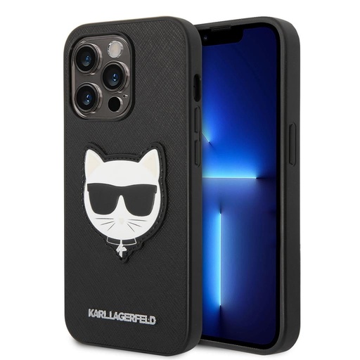 Apple iPhone 14 Pro Karl Lagerfeld PU Saffiano Choupette Head husă (Negru) – KLHCP14LSAPCHK