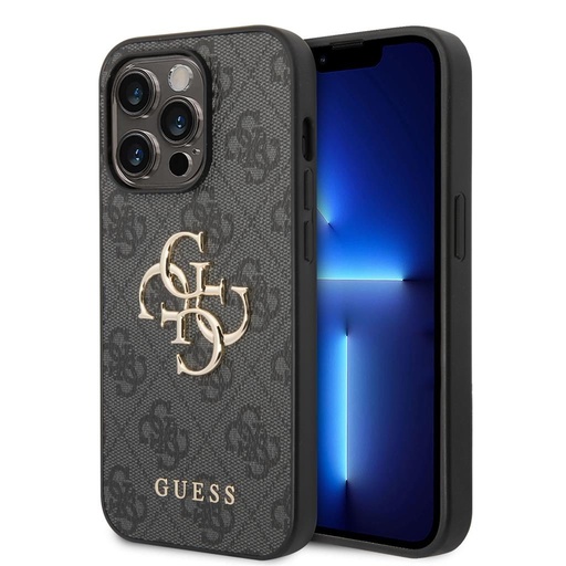 Apple iPhone 14 Pro Max Guess PU 4G Metal Logo husă (Maro) - GUHCP14X4GMGBR
