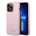 Apple iPhone 14 Pro Max Guess Glitter Flakes Metal Logo tok (Rózsaszín) - GUHCP14XHGGSHP