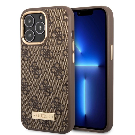 Apple iPhone 13 Pro Guess PU 4G MagSafe husă (Maro) - GUHMP13LU4GPRW