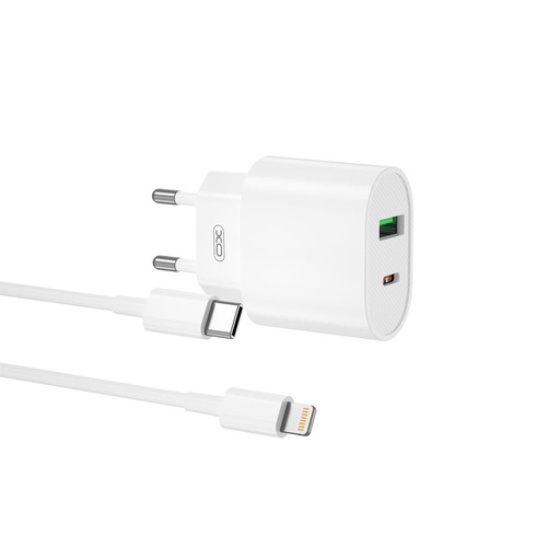 XO L81A de rețea încărcător rapid (QC + PD conector), PD lightning cablu, alb