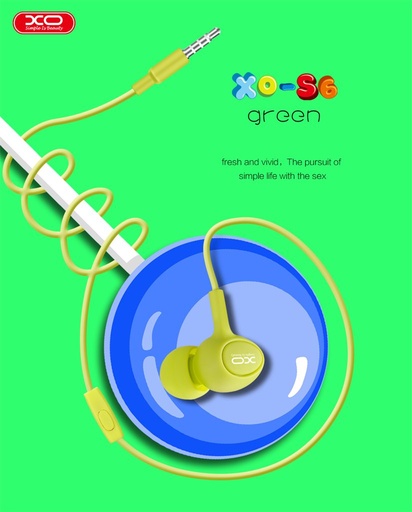 XO S6 Candy cu fir căști (Verde) – jack 3,5 mm cu conector