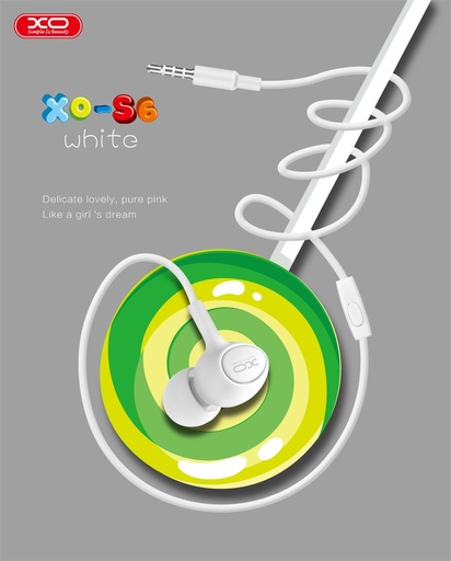 XO S6 Candy cu fir căști (Alb) – jack 3,5 mm cu conector