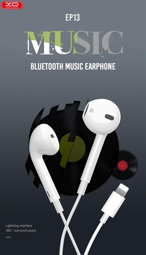 XO EP13 bluetooth-os cu fir căști, cu microfon,Lightning cu conector, alb