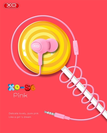 XO S6 Candy cu fir căști (Roz) – jack 3,5 mm cu conector