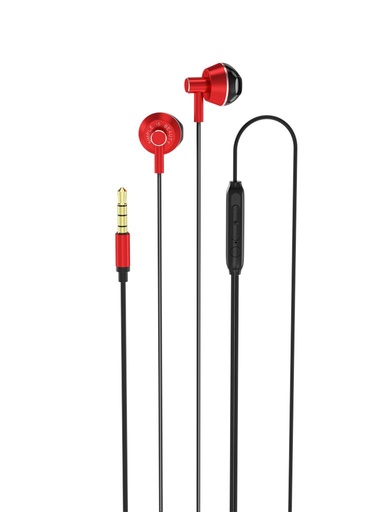 XO EP34 cu fir căști, cu microfon, 3,5mm Jack cu conector, negru - roșu