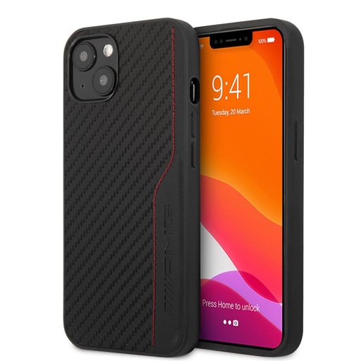 Apple iPhone 13 Mini AMG carbon cu model silicon husă spate (Negru) - AMHCP13SDEBK
