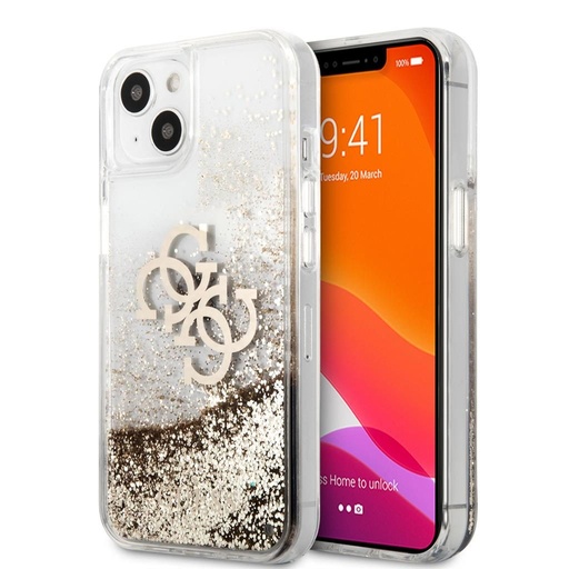 Apple iPhone 13 mini Guess TPU Big 4G Liquid Glitter husă (Auriu) – GUHCP13SLG4GGO