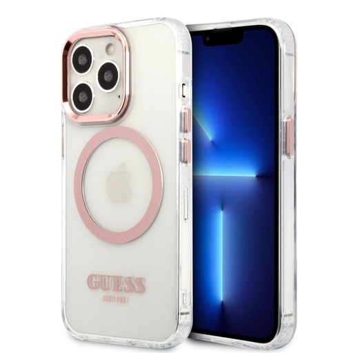 Apple iPhone 13 Pro Guess transparent MagSafe husă (Roz) – GUHMP13LHTRMP
